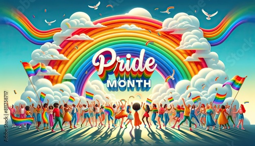 "Vibrant Rainbow Skyline Celebrating Pride Month in Festive Style"