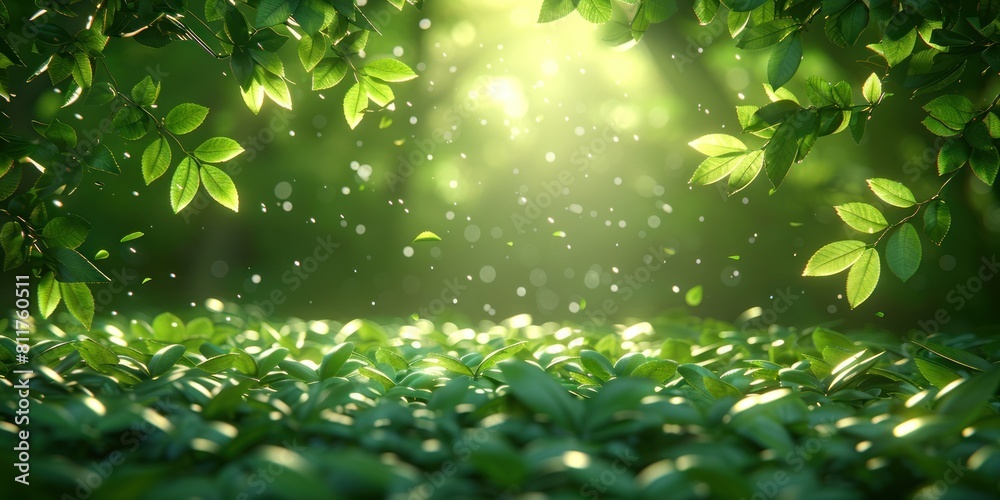 A lush forest with abundant green foliage A lush forest with abundant green foliage