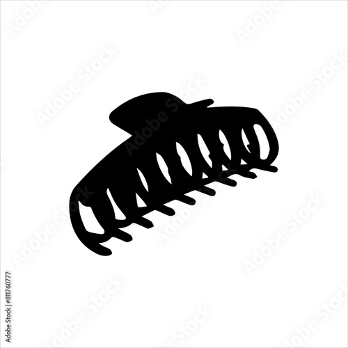 Hair claw clip silhouette vector illustration isolated on white background