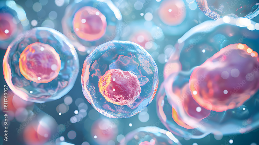 3d rendering of Human cell or Embryonic stem cell microscope background. 3d rendering of Human cell or Embryonic stem cell microscope background.