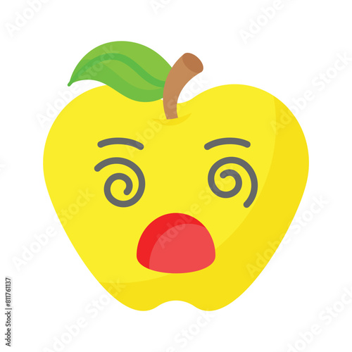Dizzy emoji icon, dizziness expression vector design