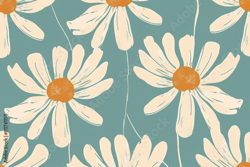 Seamless pattern with flowers and leaves. Hand-drawn . Floral pattern for wallpaper or fabric. Flowers and leaves. Texture background.. Beautiful simple AI generated image in 4K, unique.