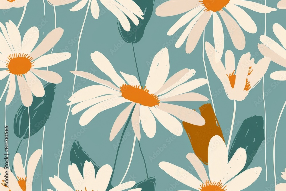 Seamless pattern with flowers and leaves. Hand-drawn . Floral pattern for wallpaper or fabric. Flowers and leaves. Texture background.. Beautiful simple AI generated image in 4K, unique.