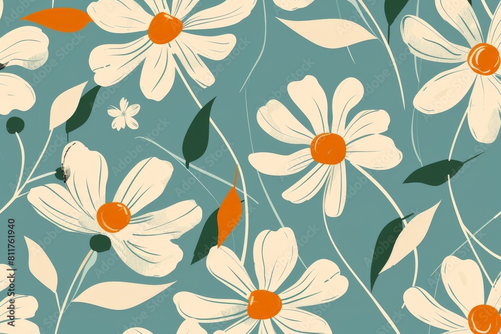 Seamless pattern with flowers and leaves. Hand-drawn . Floral pattern for wallpaper or fabric. Flowers and leaves. Texture background.. Beautiful simple AI generated image in 4K, unique. Seamless pattern with flowers and leaves. Hand-drawn . Floral pattern for wallpaper or fabric. Flowers and leaves. Texture background.. Beautiful simple AI generated image in 4K, unique.