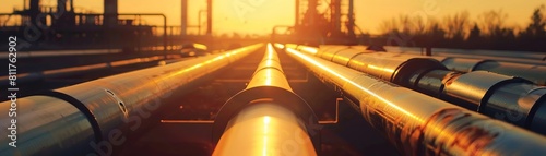 Industrial Concept: Steel pipes are used in industrial settings for energy transportation and resource distribution.