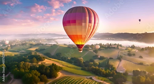 Promotional Banner for Napa Valley Hot Air Balloon Ride in California, USA. Concept Napa Valley, Hot Air Balloon, California, USA, Promotional Banner photo