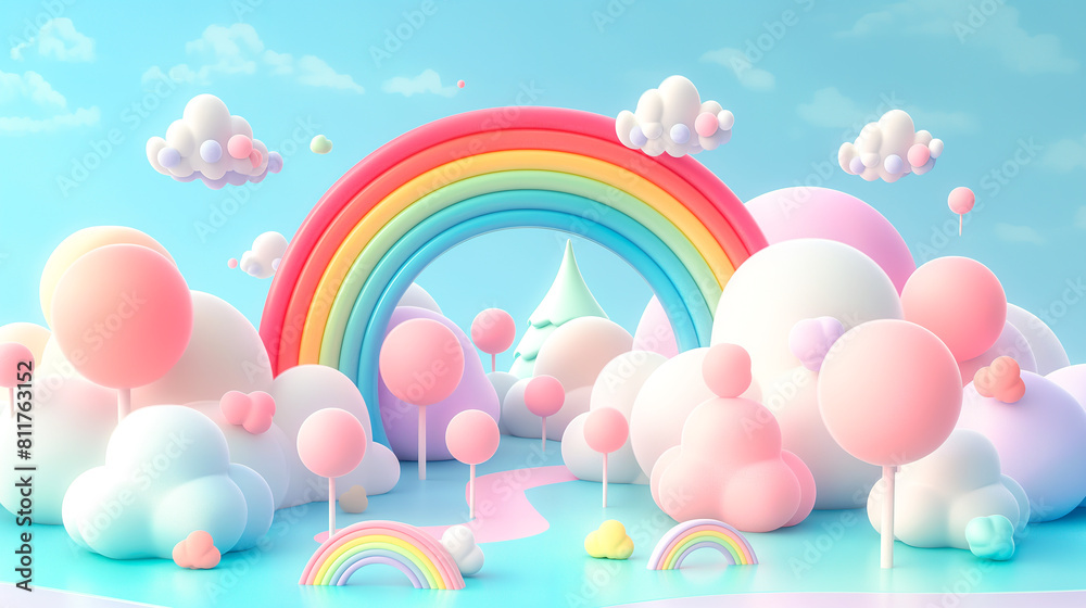 Cute Rainbow, Fantasy Land Plastic Clay 3D Cartoon Animation, Kids Building Block Game, Child Handmade Craft, Design Decor Item. Simple, Minimal. LGBTQ+ Pride Symbol, Equality, Diversity, Human Rights Cute Rainbow, Fantasy Land Plastic Clay 3D Cartoon Animation, Kids Building Block Game, Child Handmade Craft, Design Decor Item. Simple, Minimal. LGBTQ+ Pride Symbol, Equality, Diversity, Human Rights