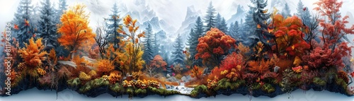 A beautiful autumn scene with trees and a river