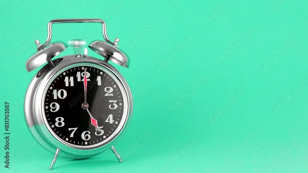 Mechanical alarm clock rings at five in the morning .5 o'clock .copy space. Chroma Key