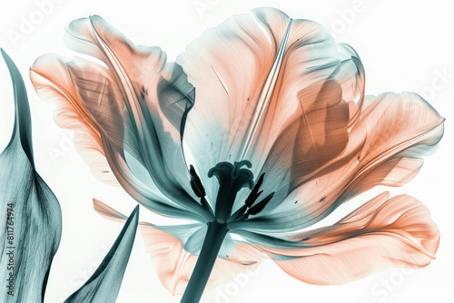 close up x ray view of a tulip showing fine petal details #811764974