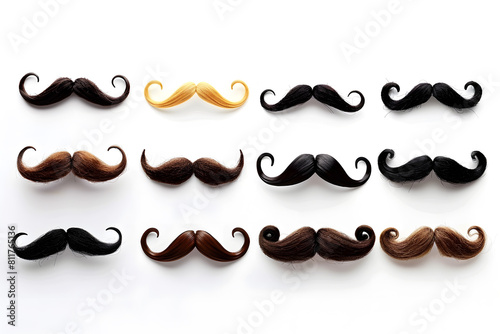 Obraz na płótnie Various mustache collection isolated on a white background 