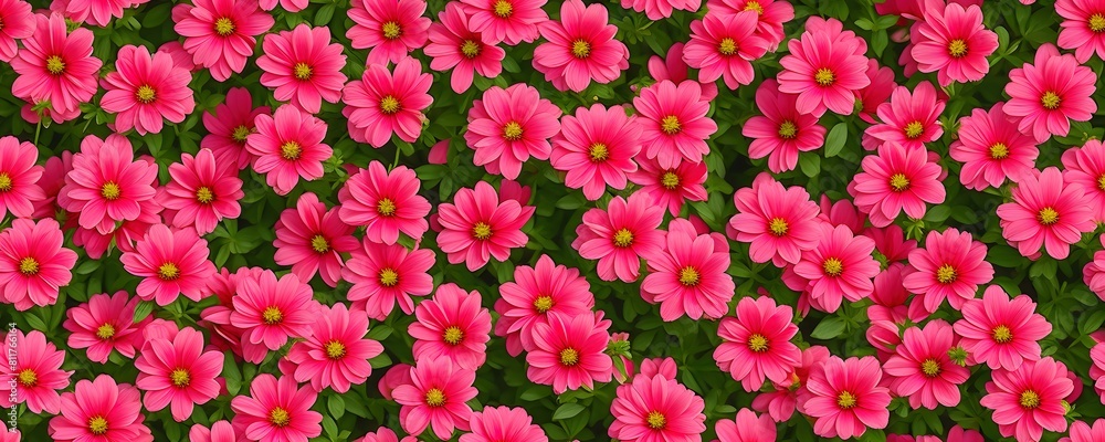 A close up of a field of pink flowers. Seamless pattern background.