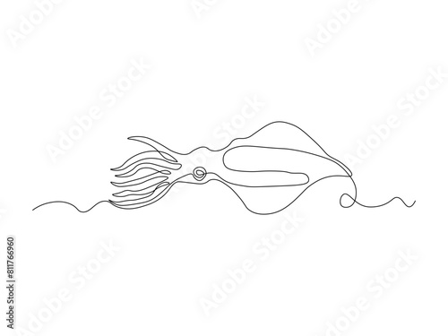 abstract squid, calamar,logo,continuous single line art hand drawing sketch