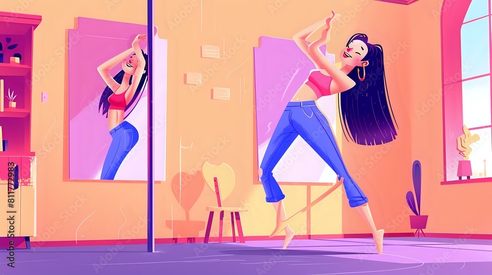 Cheering Crowd and Empowered Woman in Pole Dance Cheering Crowd and Empowered Woman in Pole Dance
