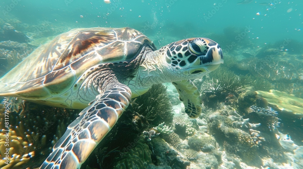 Fototapeta premium sea turtle in the water. Selective focus