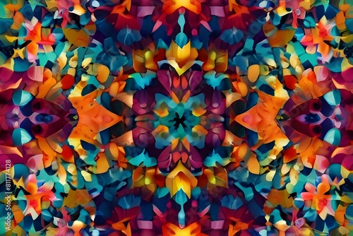 Colorful kaleidoscope patterned background. Generative AI 