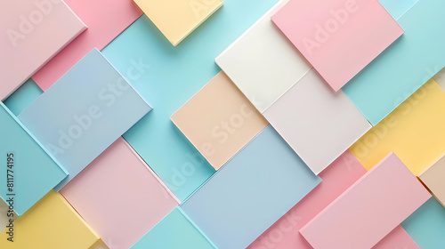 minimalist composition with pastel color blocks in the shape of squares and rectangles