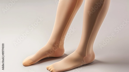 woman wearing skin coloured compression socks photo