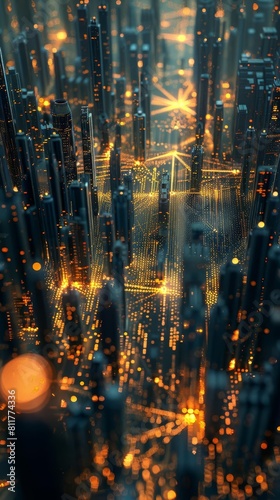 Smart city and abstract dot point connect with line design  big data connection technology concept Blur effect is applied  clear white background  vector