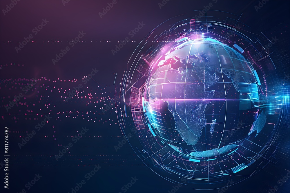 Digital World Globe with Glowing Light Effect - Technology and Holographic Concept of Global Network
Digital World Globe with Glowing Light Effect - Technology and Holographic Concept of Global Network
