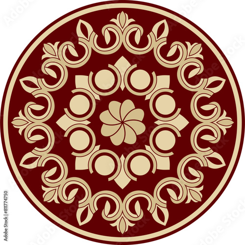 Vector black and red round Turkish ornament. Endless ottoman national circle.
