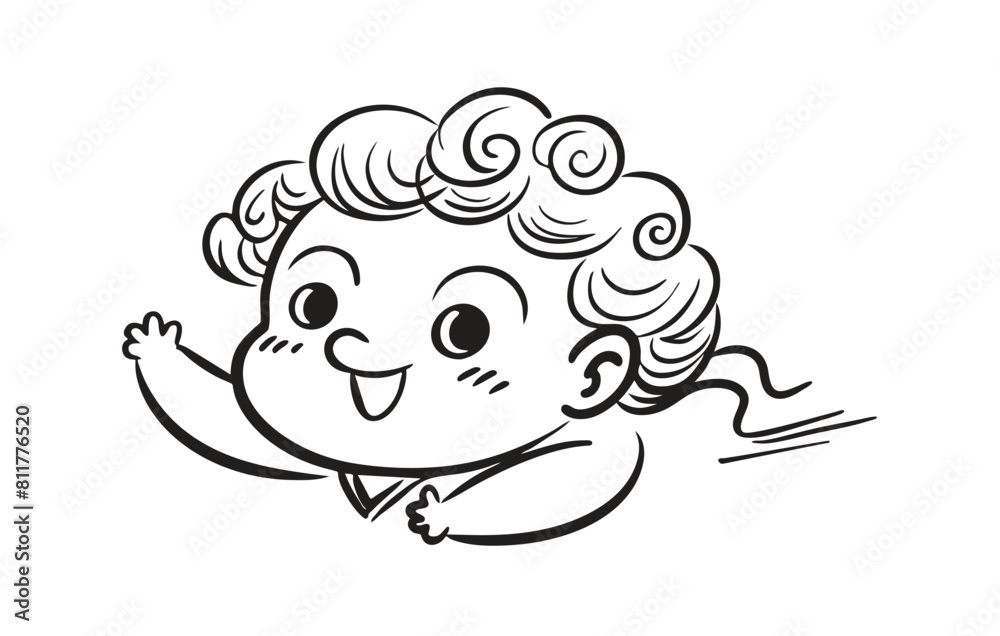 Cute little curly baby doodle art vector. Cute little curly baby doodle art vector.
