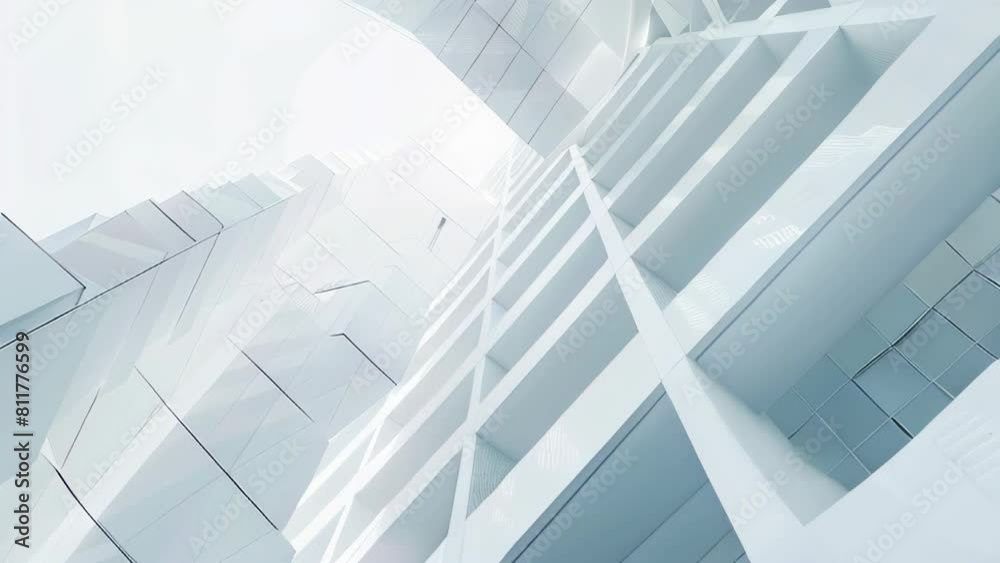 A white abstract architectural geometric background animation
