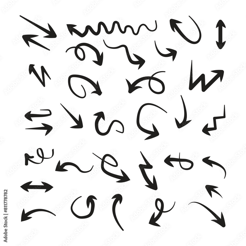 Hand drawn arrow sets vector illustration Hand drawn arrow sets vector illustration