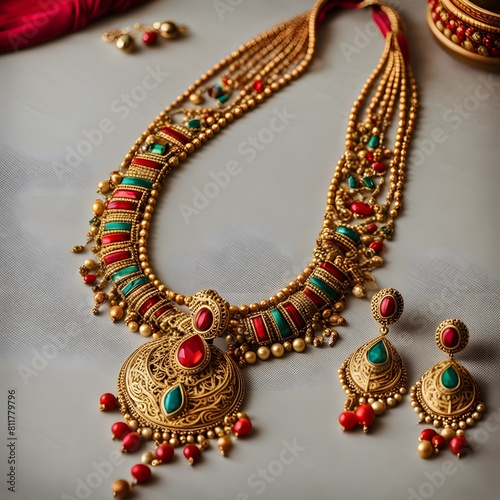beautiful and traditinal neclece with beautiful earings photo