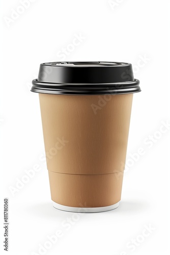 Isolated on a white background, a disposable plastic takeout cup with a clipping path
