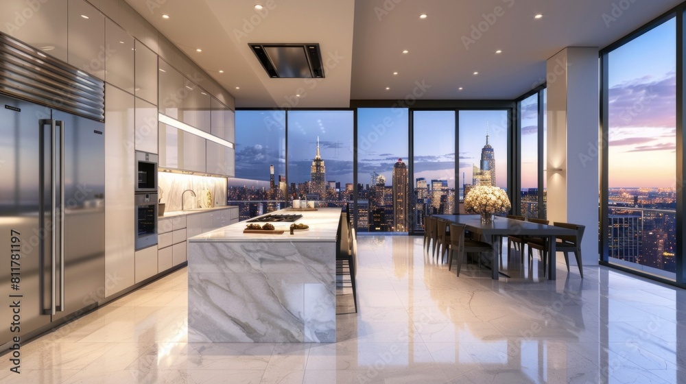 Professional kitchen, view counter in marble. Professional kitchen, view counter in marble.