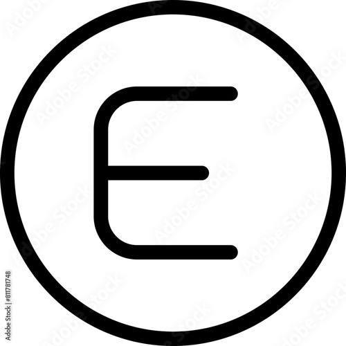 circle e icon flat vector