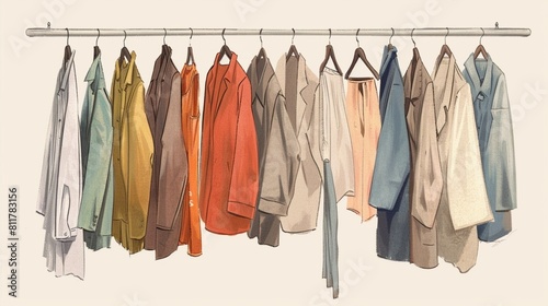 Collection of clothes hanging on rack