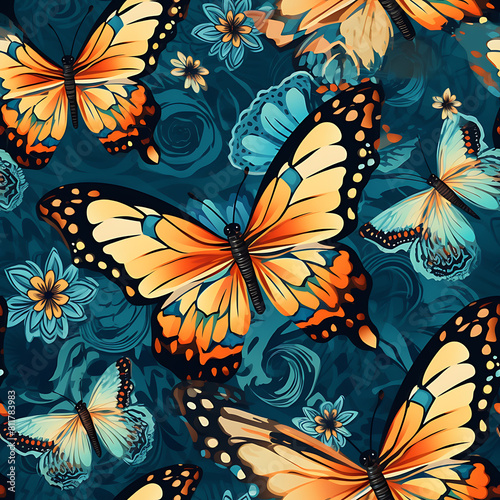 Butterfly digital art seamless pattern  the design for apply a variety of graphic works