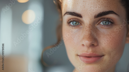 Confident woman, showcasing the results of a recent nose job photo