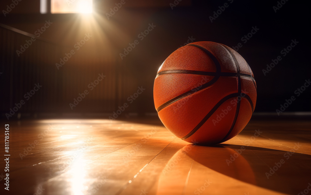 a basketball ball on a hardwood floor,ai
