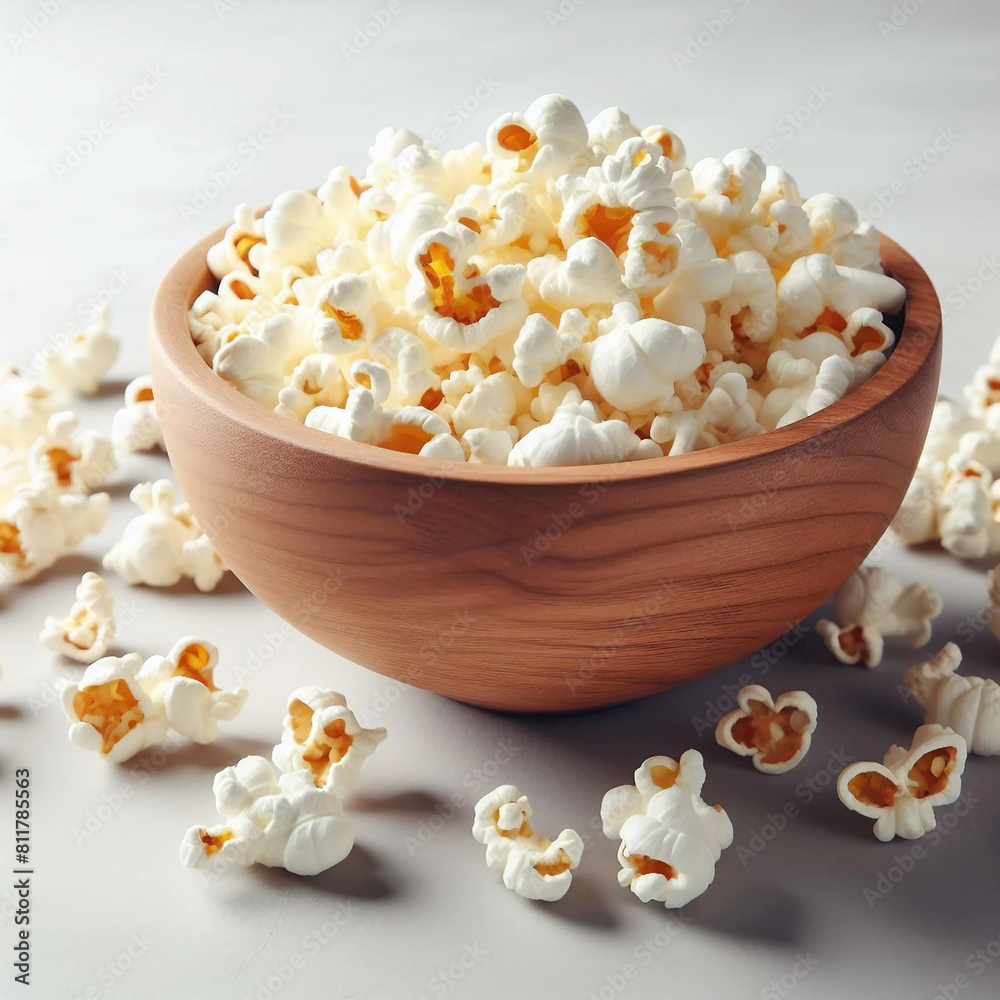 Popcorn bucket on a white background with copy space Ai generative.
