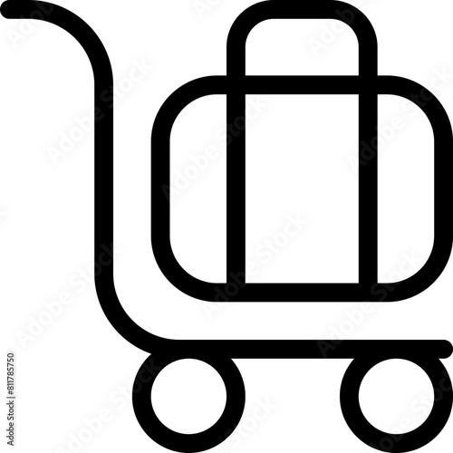 luggage cart icon flat vector