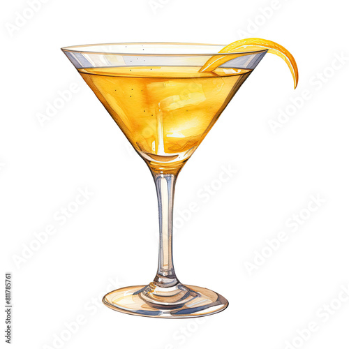 Algonquin Cocktail Watercolour clipart isolated in a white background