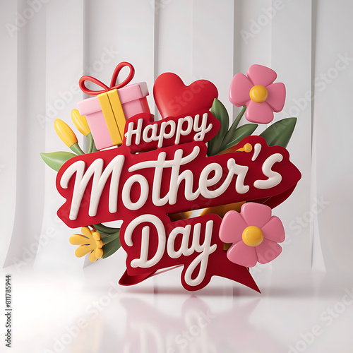 Vibrant 3D render of a Happy Mother's Day banner or social media post Design