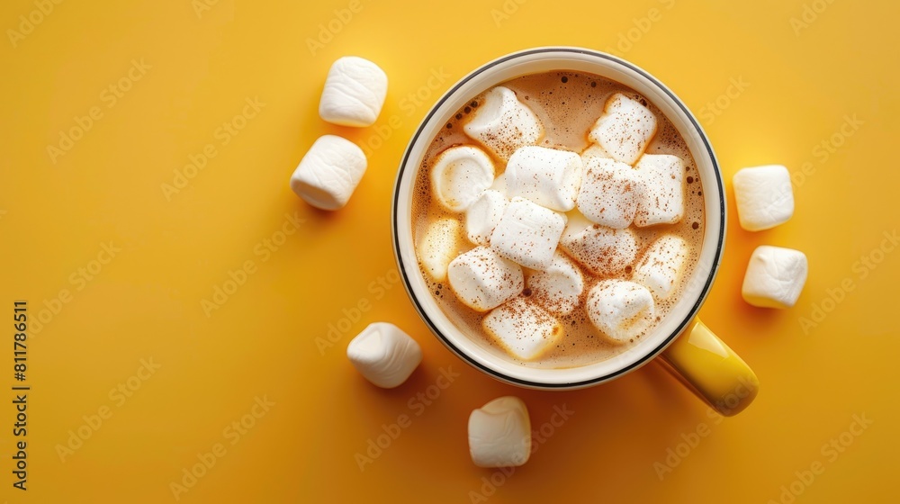 cup of coffee with marshmallow top view. Selective focus cup of coffee with marshmallow top view. Selective focus