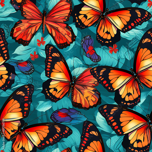 Butterfly digital art seamless pattern  the design for apply a variety of graphic works