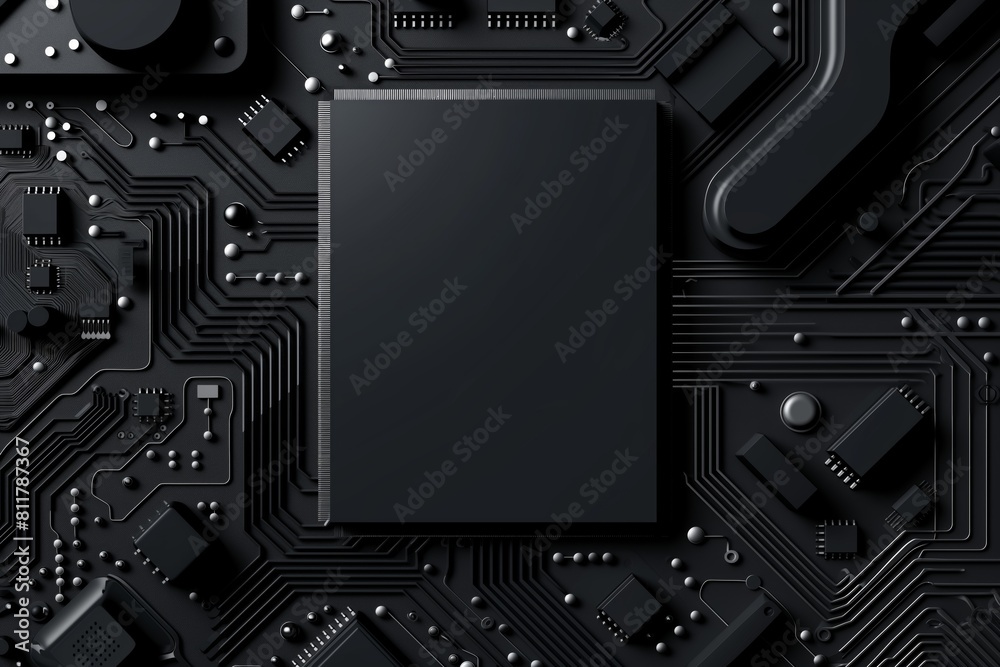 Fototapeta premium Top-down view of microcircuit black details