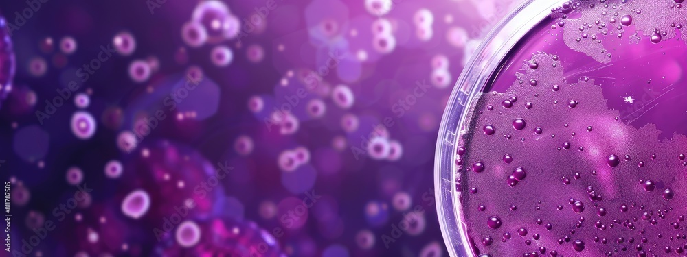 close-up of microbes in a petri dish. Selective focus