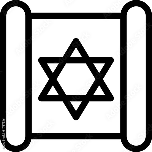 scroll torah icon flat vector