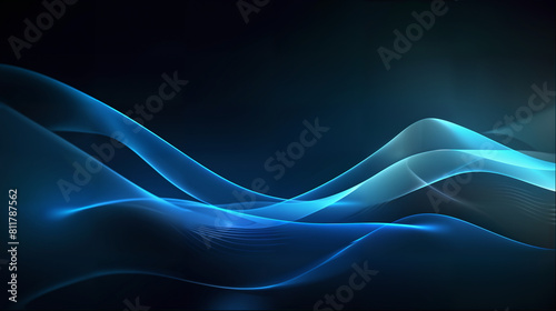 Streamlined modern and innovative dark background, Abstract blue wavy background, An elegant backdrop for the company's technology presentations, Sleek linear design background in modern innovation