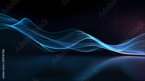 Streamlined modern and innovative dark background, Abstract blue wavy background, An elegant backdrop for the company's technology presentations, Sleek linear design background in modern innovation