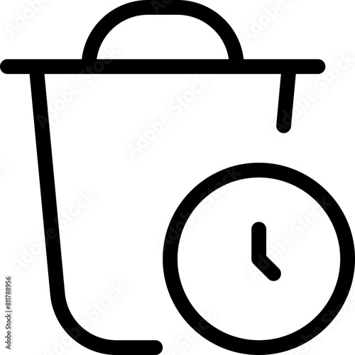 trash clock icon flat vector