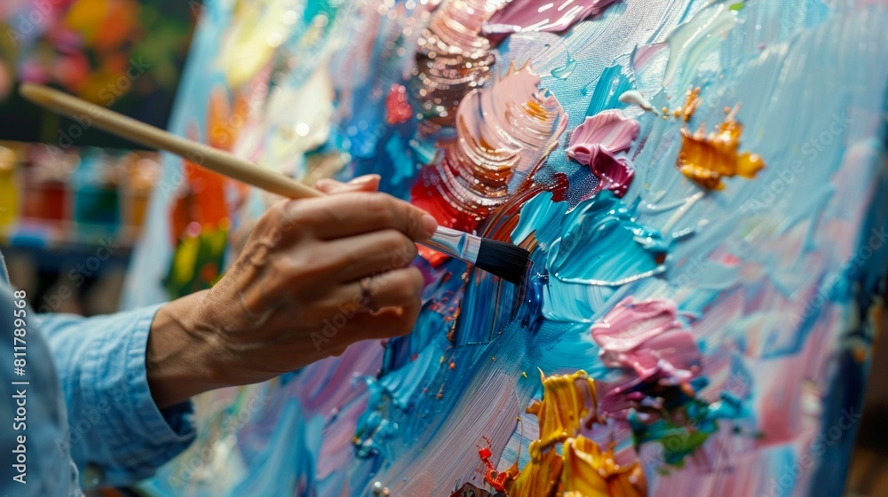 Fototapeta premium Vibrant Oil Painting Techniques Captured in Action. Generative ai