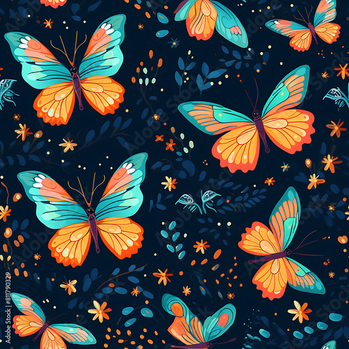 Butterfly digital art seamless pattern  the design for apply a variety of graphic works